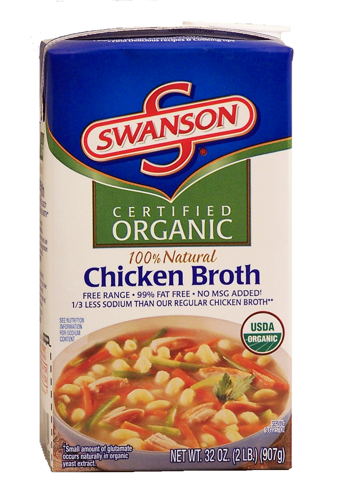 Swanson  certified organic free range chicken broth, 99% fat free, no msg, less sodium Full-Size Picture